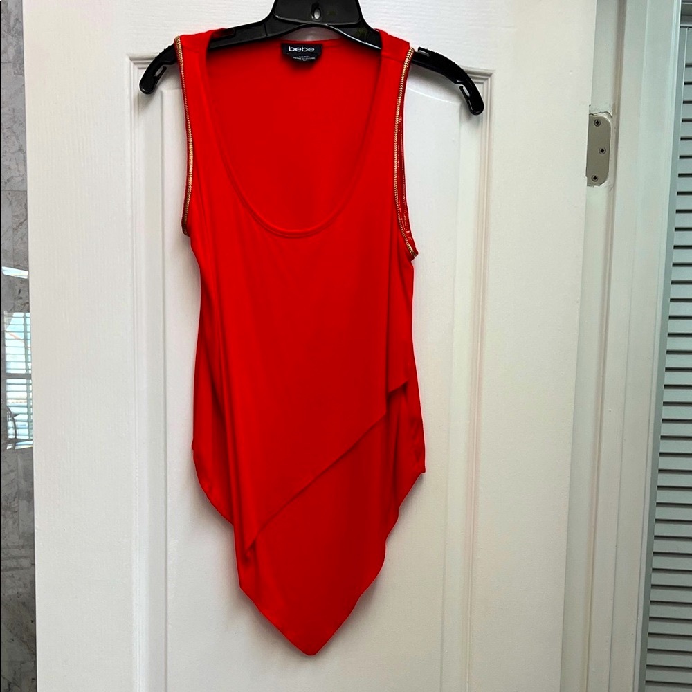 Bebe Bold Red Asymmetrical Tank Top